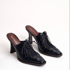 Sies Marjan Lace Up Heeled Leather Mules 39